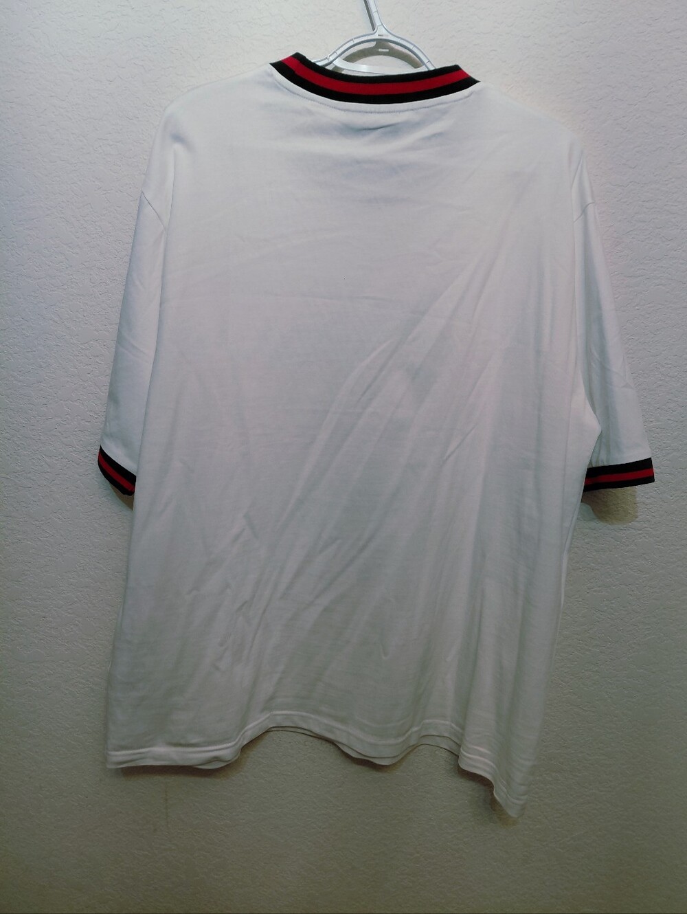 Gucci 100% Cotton White Crewneck T-Shirt with Red & Black Ribbed Trim XL - Picture 5 of 9